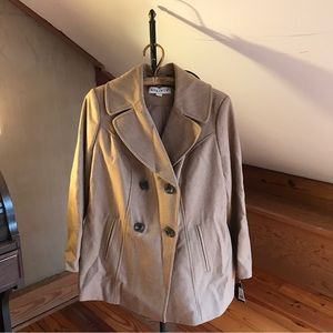 Ava & Viv Camel Double Breasted Wool Pea Coat, NWT, X 16/18